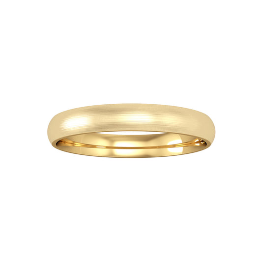 9ct Gold  3mm Court Light Satin Brushed Wedding Band Ring - RNR02430L2