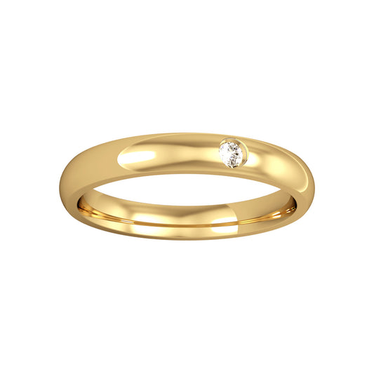 18ct Gold  Diamond 3mm Court Set a Wedding Band Ring - RBNR02430WA