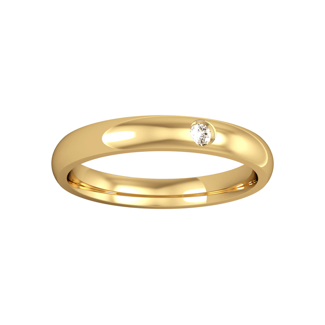 9ct Gold  Diamond 3mm Court Set a Wedding Band Ring - RNR02430WA