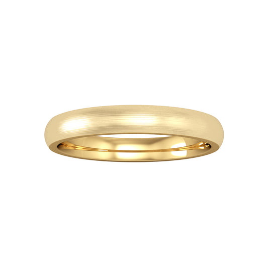 9ct Gold  3mm Court Satin Brushed Wedding Band Ring - RNR02430X2