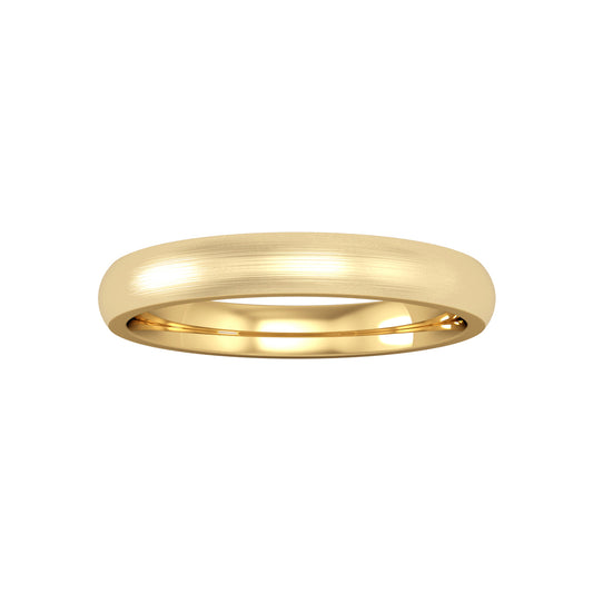 18ct Gold  3mm Court Satin Brushed Wedding Band Ring - RBNR02430X2