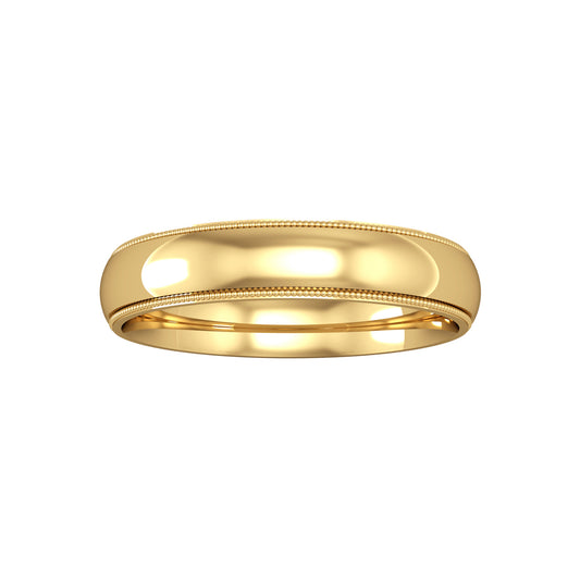 9ct Gold  4mm Court Mill Grain Edge Wedding Band Ring - RNR02431A