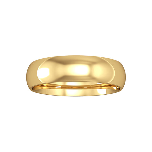 9ct Gold  5mm Court-Shaped Wedding Band Commitment Ring - RNR02432