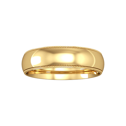 9ct Gold  5mm Court Mill Grain Edge Wedding Band Ring - RNR02432A