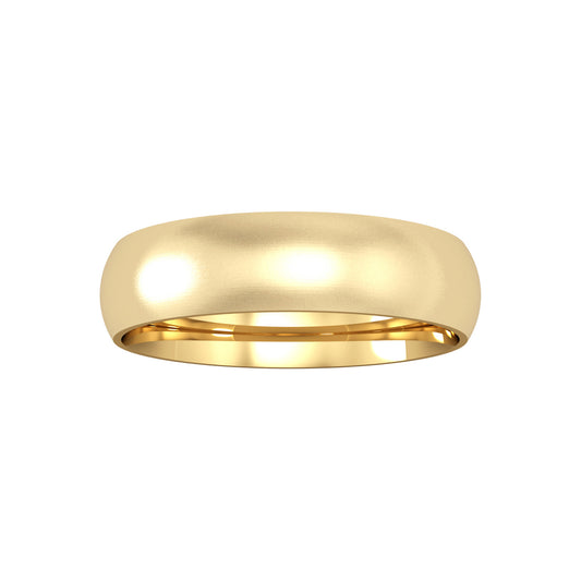 9ct Gold  5mm Court Satin Brushed Wedding Band Ring - RNR02432X2