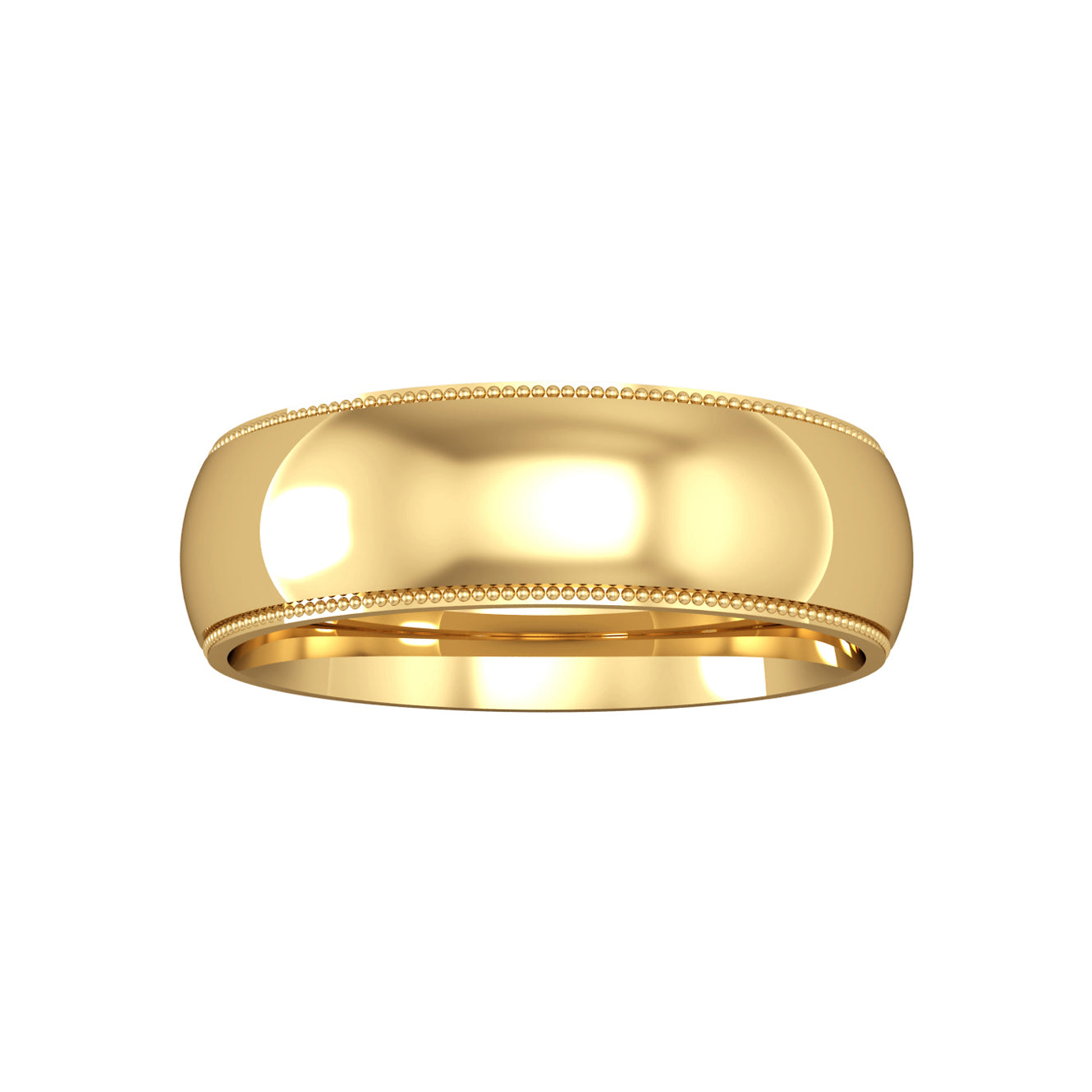 9ct Gold  6mm Court Mill Grain Edge Wedding Band Ring - RNR02433A