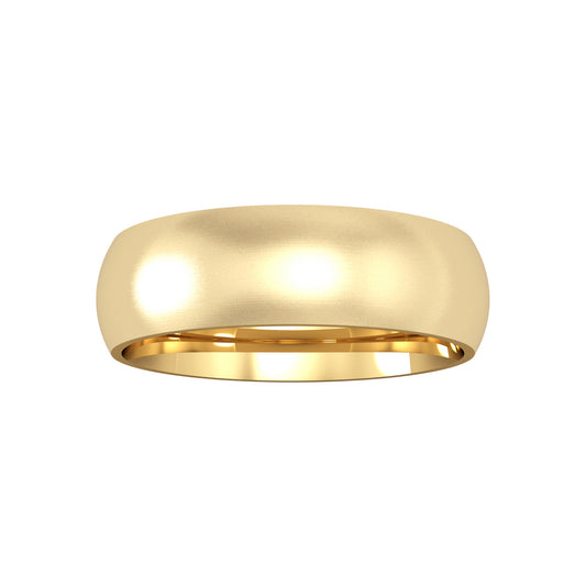 18ct Gold  6mm Court Satin Brushed Wedding Band Ring - RBNR02433X2
