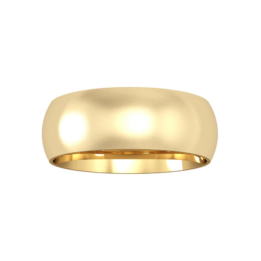 9ct Gold  7mm Court Satin Brushed Wedding Band Ring - RNR02434X2