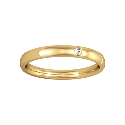 18ct Gold  Diamond 2.5mm Court Set a Wedding Band Ring - RBNR0243BVA