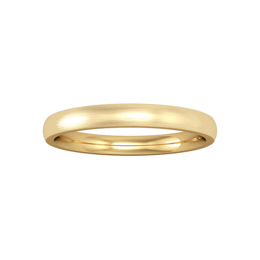 9ct Gold  2.5mm Court Satin Brushed Wedding Band Ring - RNR0243BX2