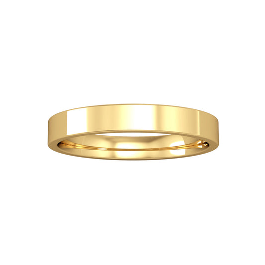 9ct Gold  3mm Flat-Court Wedding Band Commitment Ring - RNR02440