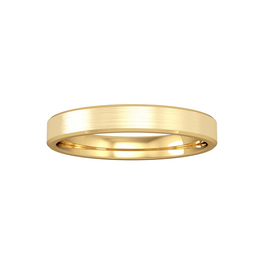 9ct Gold  3mm Flat-Court Satin Polished Wedding Ring - RNR02440B3