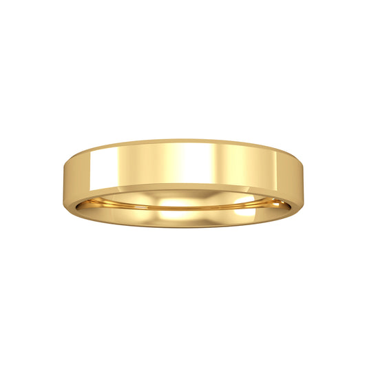 9ct Gold  4mm Flat-Court Bevelled Wedding Band Ring - RNR02441B