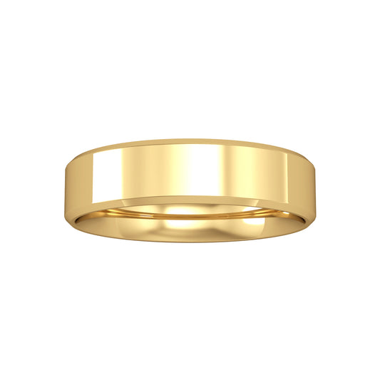9ct Gold  5mm Flat-Court Bevelled Wedding Band Ring - RNR02442B