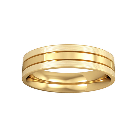 18ct Gold  5mm Flat-Court Satin Polished Wedding Ring - RBNR02442J2