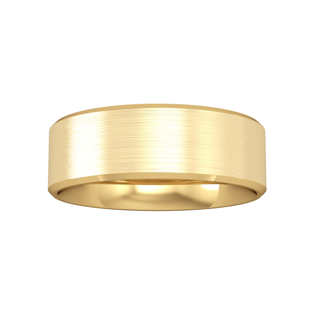 9ct Yellow Gold  7mm Flat-Court Satin Bevelled Edge Wedding Ring - RNR02444B3