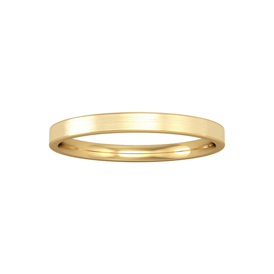 9ct Gold  2mm Flat Court Satin Brushed Wedding Band Ring - RNR0244AX2