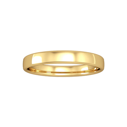 9ct Gold  3mm Bombe Court Wedding Band Commitment Ring - RNR02460