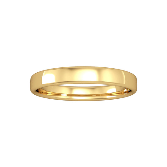 18ct Gold  3mm Bombe Court Wedding Band Commitment Ring - RBNR02460
