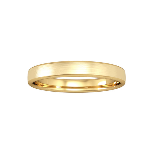 18ct Gold  3mm Bombe Court Satin Brushed Wedding Band Ring - RBNR02460X2