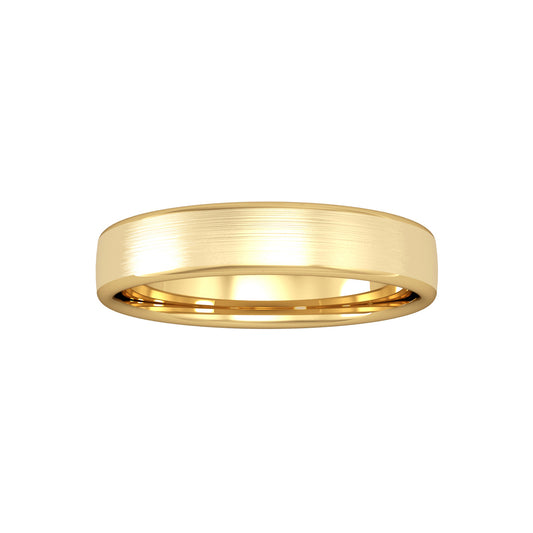 18ct Gold  4mm Bombe Court Satin Brushed Wedding Band Ring - RBNR02461X2