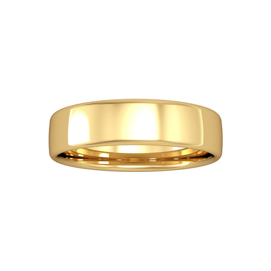 9ct Gold  5mm Bombe Court Wedding Band Commitment Ring - RNR02462