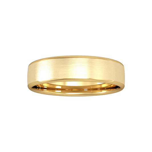 18ct Gold  5mm Bombe Court Satin Brushed Wedding Band Ring - RBNR02462X2