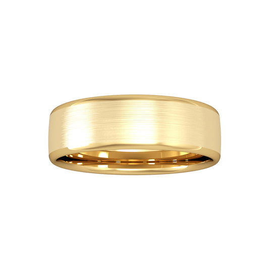 9ct Gold  6mm Bombe Court Satin Brushed Wedding Band Ring - RNR02463X2