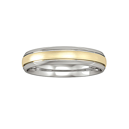 18ct White Gold  Court Satin Brushed Step Band Wedding Ring 4mm - RNR0224E054