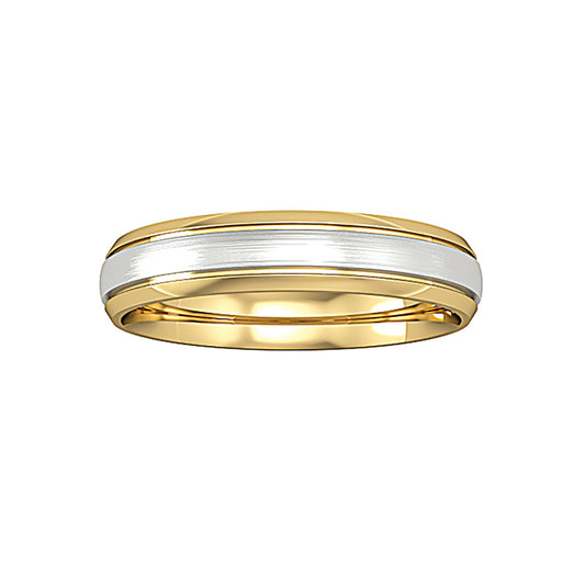 9ct Gold  Court Satin Brushed Step Band Wedding Ring 4mm - RNR0224E071