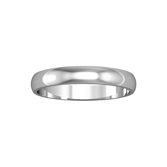 Platinum  3mm D-Shape Plain Polished Wedding Band Commitment Ring - RLNR02526