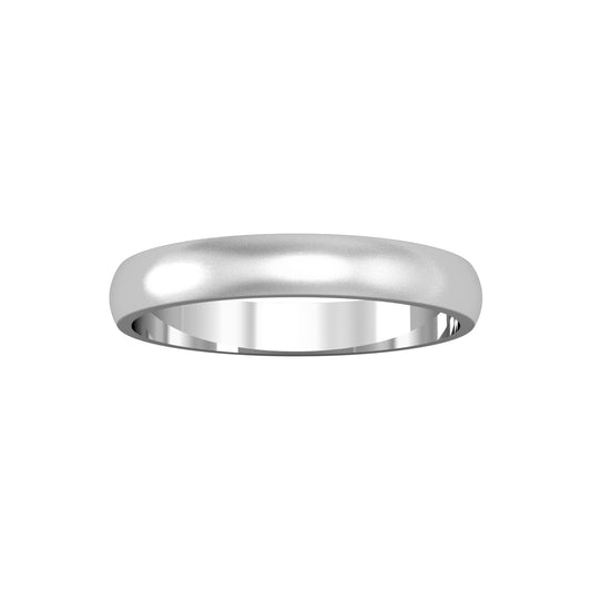 18ct White Gold  3mm D-Shape Satin Brushed Wedding Band Ring - RBNR02526X2