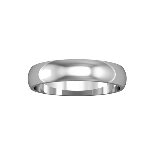 9ct White Gold  4mm D-Shaped Polished Wedding Band Commitment Ring - RNR02527