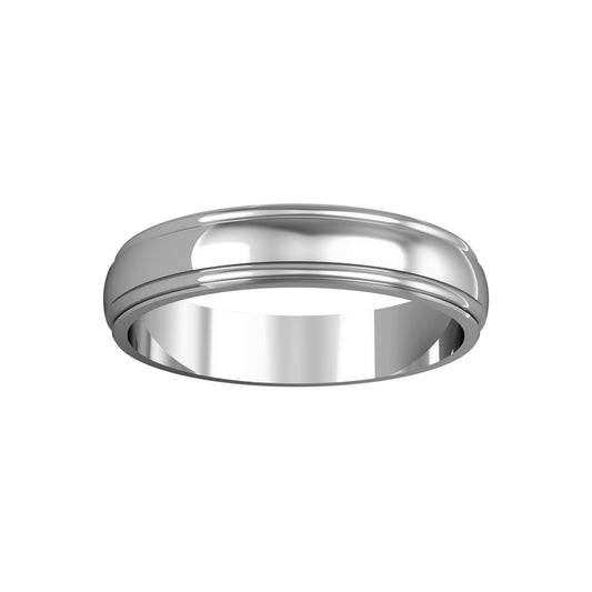 Platinum  4mm D-Shape Track Edge Wedding Band Commitment Ring - RLNR02527D