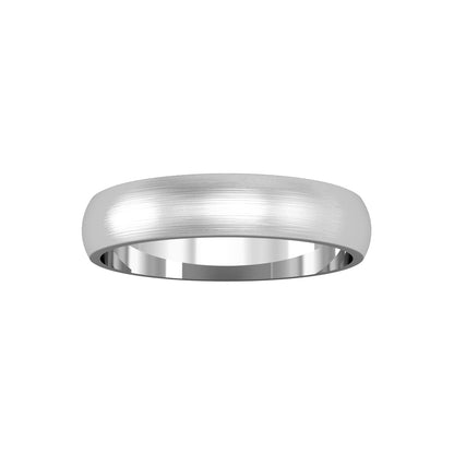 9ct White Gold  4mm D-Shape Satin Brushed Wedding Band Ring - RNR02527X2