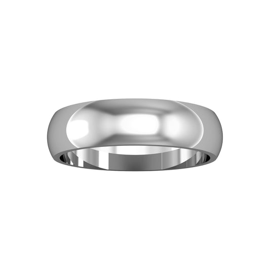 9ct White Gold  5mm D-Shaped Polished Wedding Band Commitment Ring - RNR02528