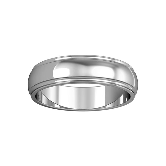 18ct White Gold  5mm D-Shape Grooved Wedding Band Commitment Ring - RBNR02528D
