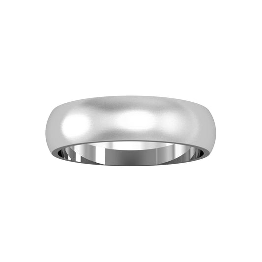 18ct White Gold  5mm D-Shape Satin Brushed Wedding Band Ring - RBNR02528X2