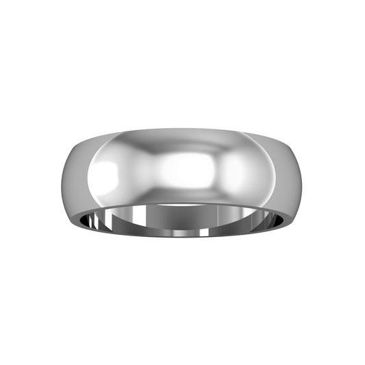 18ct White Gold  6mm D-Shaped Polish Wedding Band Commitment Ring - RBNR02529