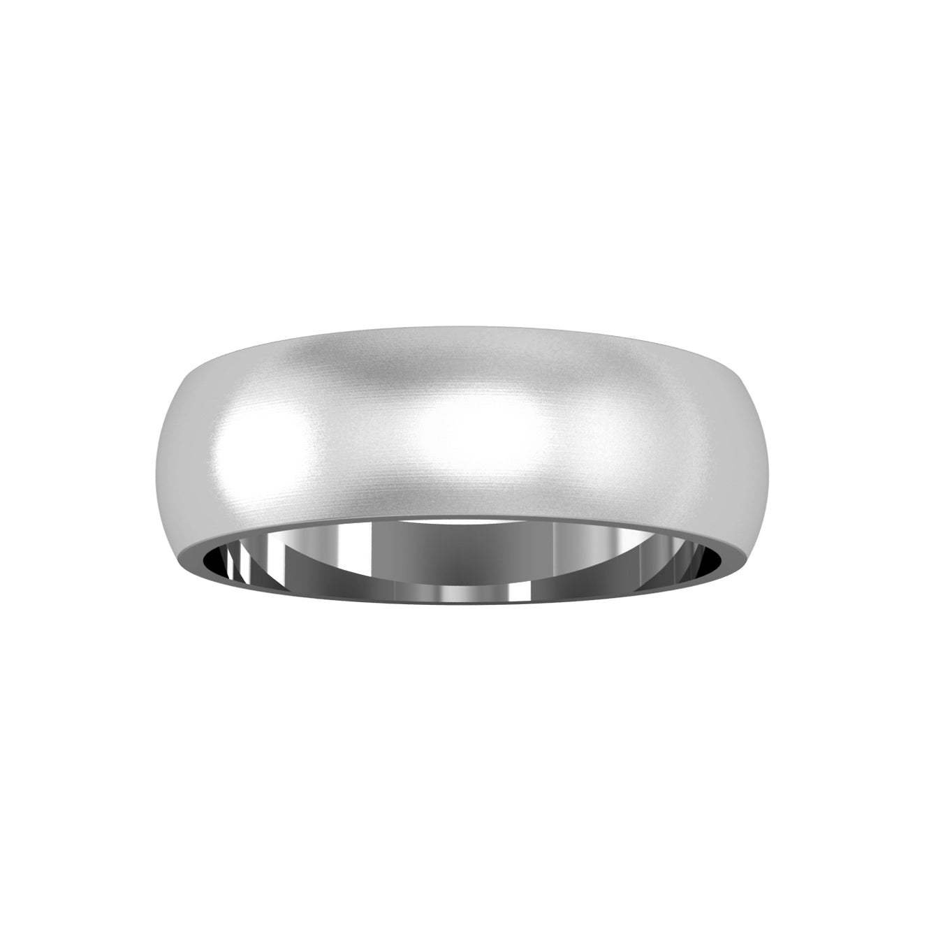 9ct White Gold  6mm D-Shape Satin Brushed Wedding Band Ring - RNR02529X2