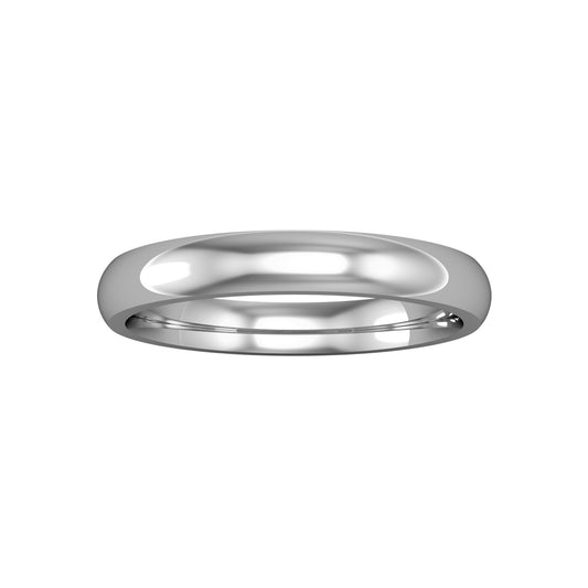 9ct White Gold  3mm Court-Shaped Wedding Band Commitment Ring - RNR02530