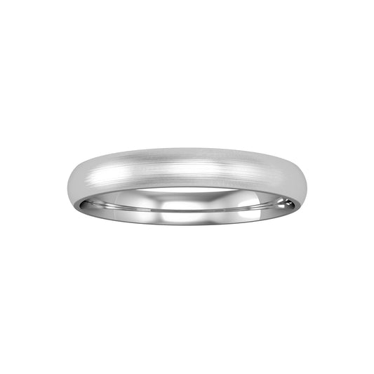 9ct White Gold  3mm Court Light Satin Brushed Wedding Band Ring - RNR02530L2