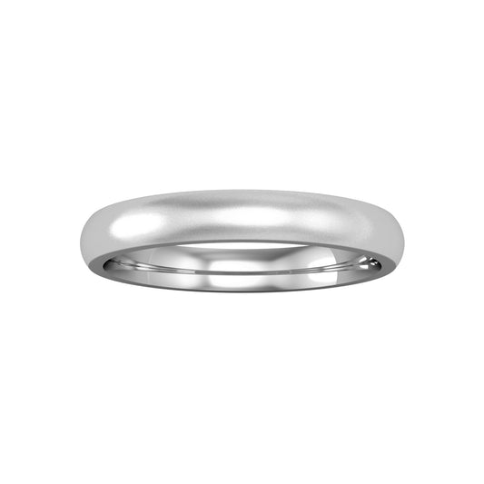 9ct White Gold  3mm Court Brushed Wedding Band Commitment Ring - RNR02530X2