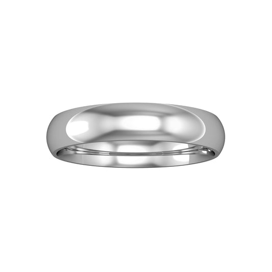 18ct White Gold  4mm Court-Shaped Wedding Band Commitment Ring - RBNR02531