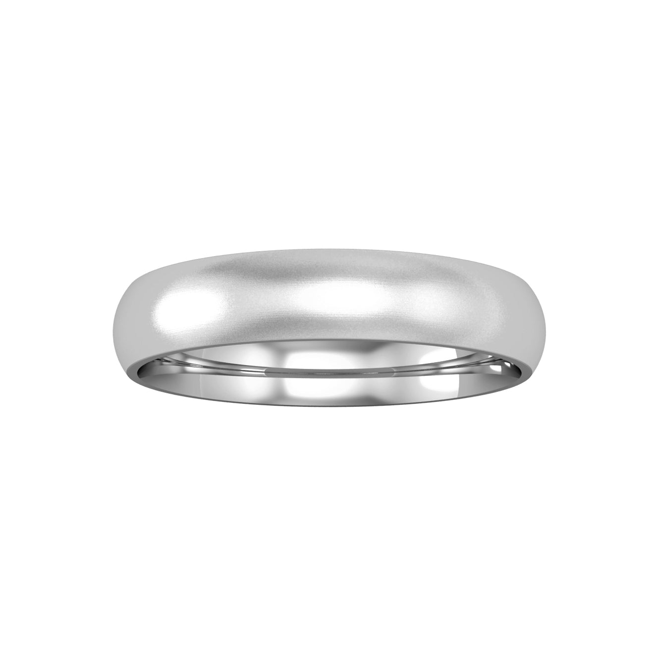 9ct White Gold  4mm Court Brushed Wedding Band Commitment Ring - RNR02531X2