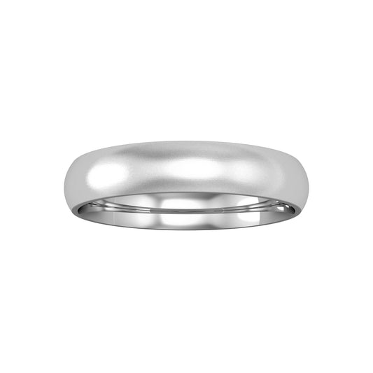 9ct White Gold  4mm Court Brushed Wedding Band Commitment Ring - RNR02531X2