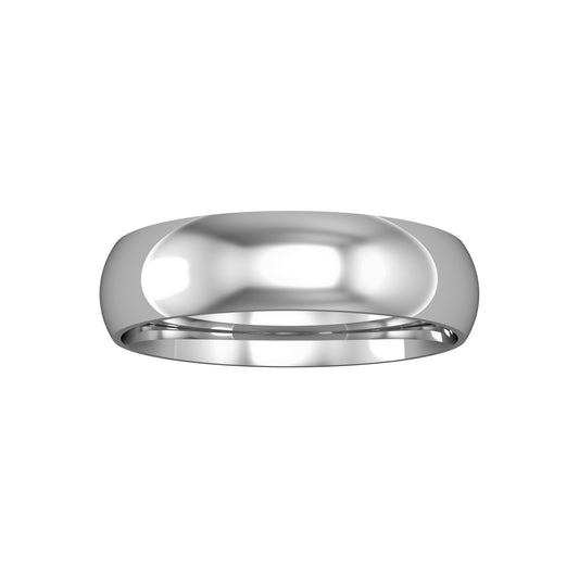 9ct White Gold  5mm Court-Shaped Wedding Band Commitment Ring - RNR02532