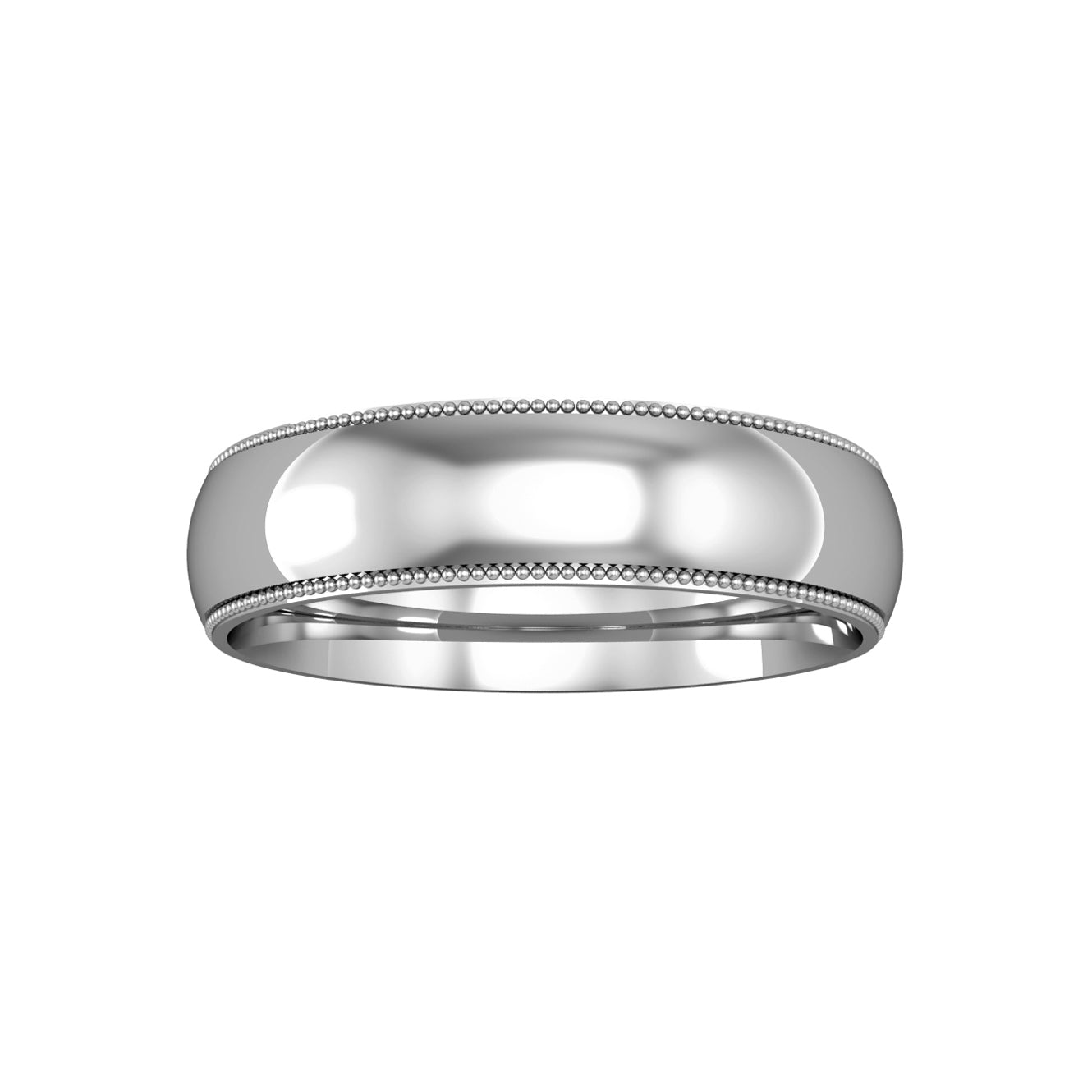 Platinum  5mm Court Mill Grain Edge Wedding Band Commitment Ring - RLNR02532A