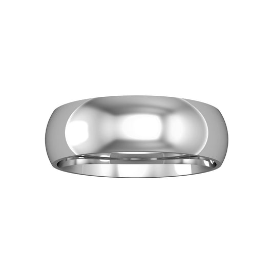 9ct White Gold  6mm Court-Shaped Wedding Band Commitment Ring - RNR02533