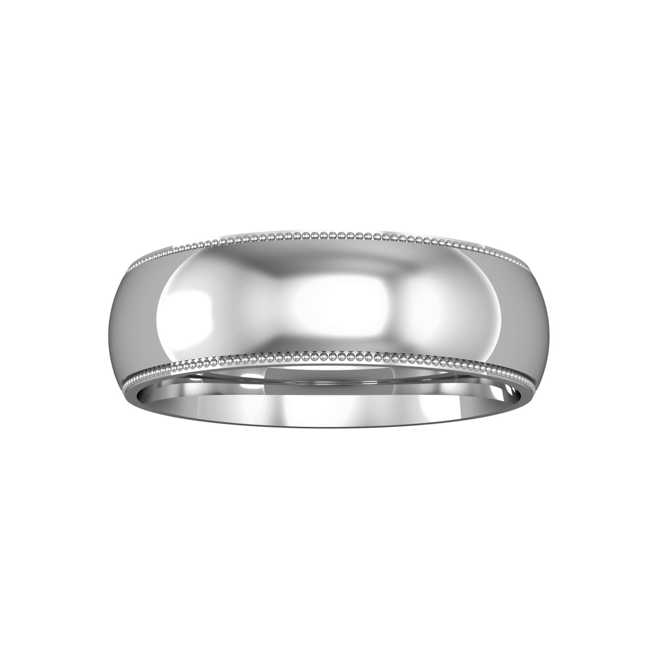 Platinum  950 6mm Court Mill Grain Wedding Band Commitment Ring - RLNR02533A